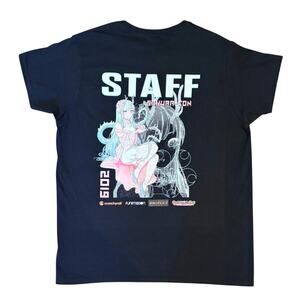 NW Anime 2019 Convention, Sakura-Con Staff T-Shirt, SS Blk Cotton, Size Med, EUC